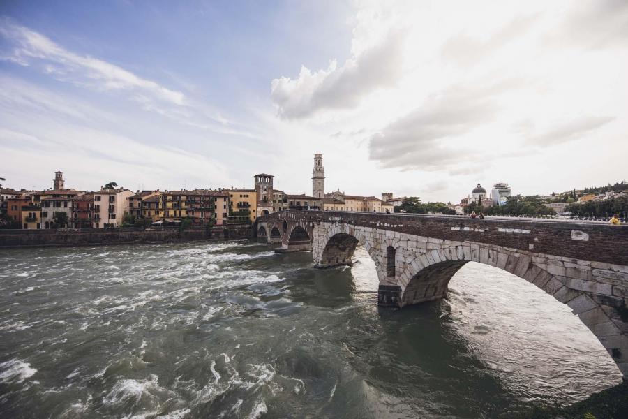 sull'Adige 1878 Verona Pittoresca: Ponte Pietra Possepartout Stampa Antica 